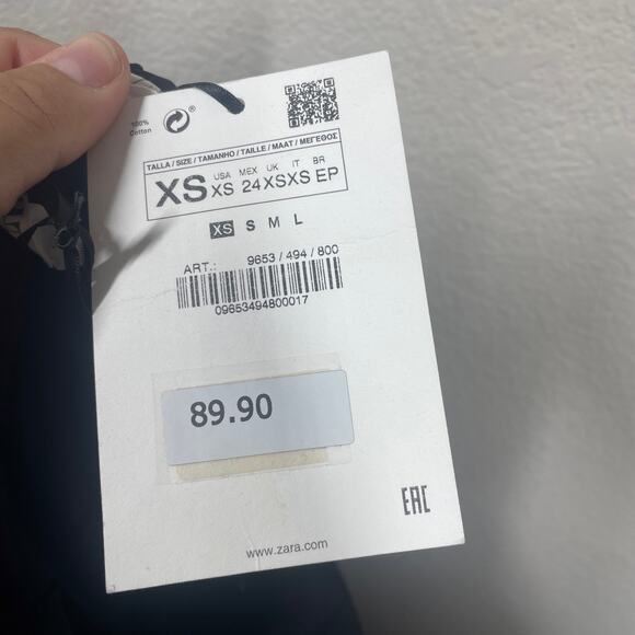 Zara Size XS Draped Ruched Sheath One Shoulder Dress Mini Black Long Sleeves - Picture 11 of 12